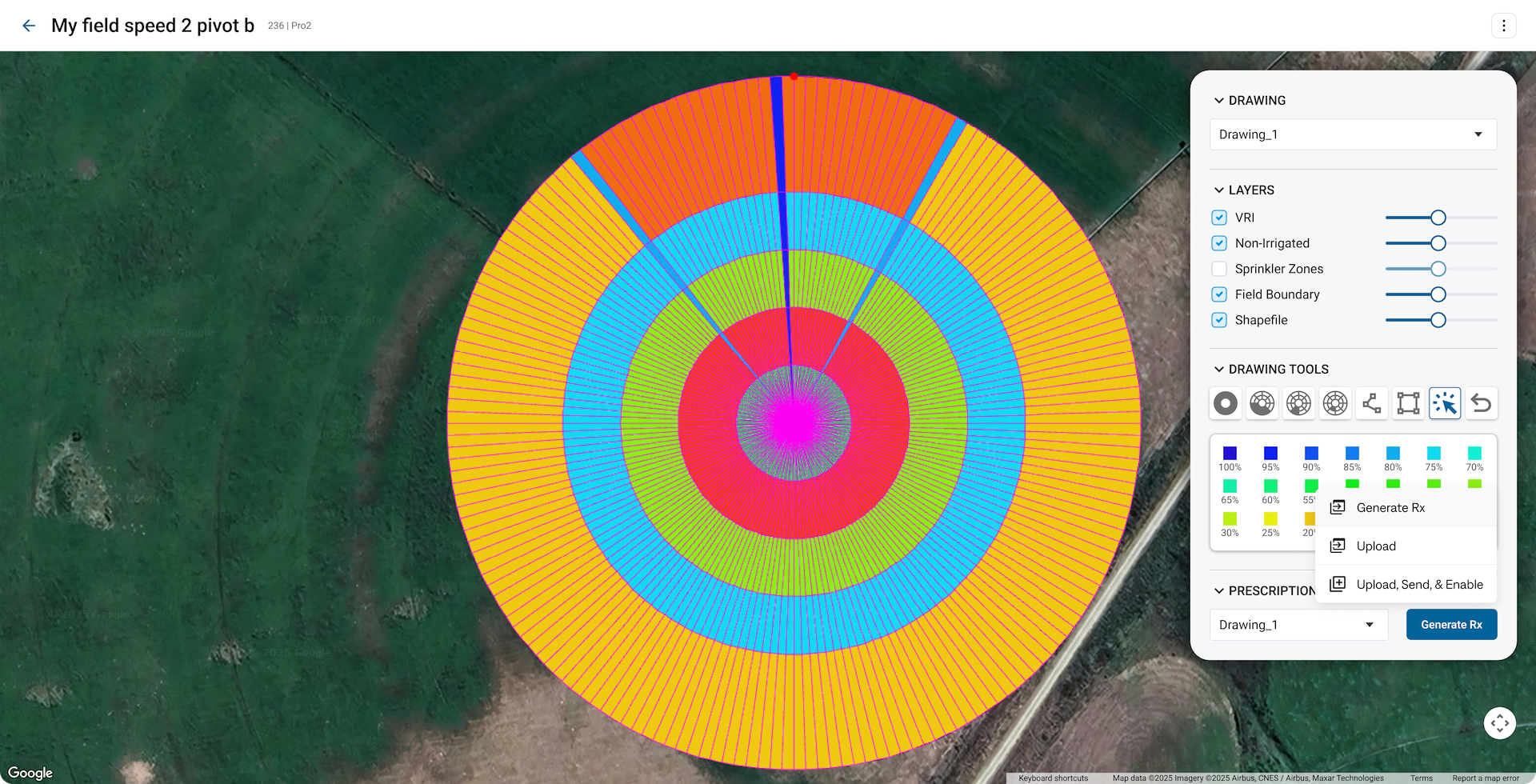 Valley irrigation workflow interface
